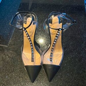 New Black PVC rockstud Christian Louboutin heels size 40